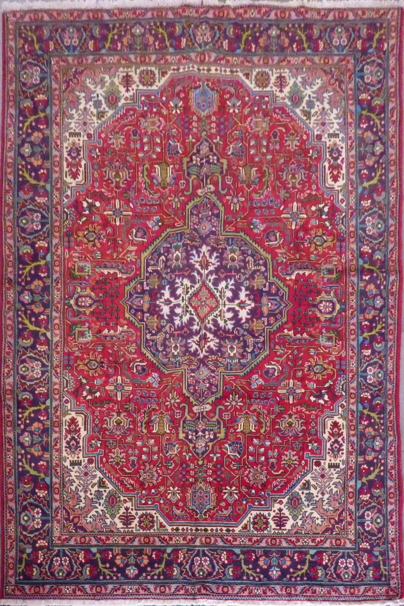 Tarbiz Semi Antique Hand Knotted Persian Tabriz Rugs Red, 10'11" X 8', Panr02151 (Red : 10646)